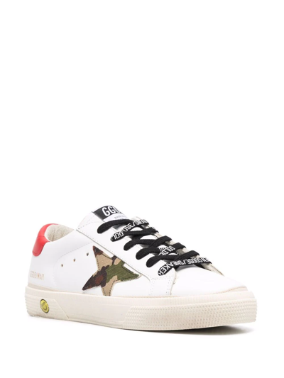 Shop Golden Goose Star Patch Leather Sneakers In White