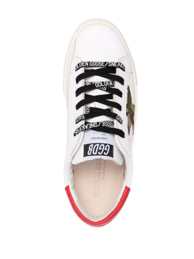 Shop Golden Goose Star Patch Leather Sneakers In White