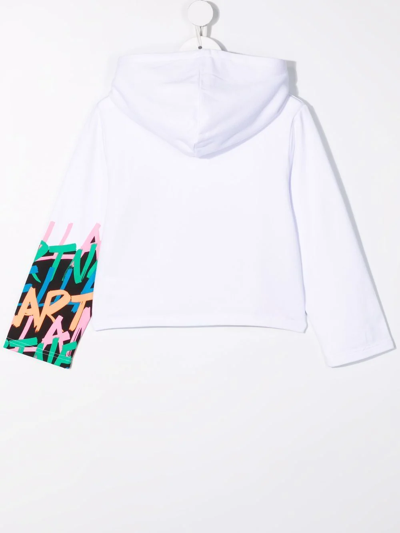 Shop Stella Mccartney Logo-print Long-sleeve Hoodie In White