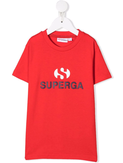 Shop Superga Logo-print Cotton T-shirt In Red