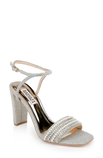 Shop Badgley Mischka Kari Ankle Strap Sandal In Platinum
