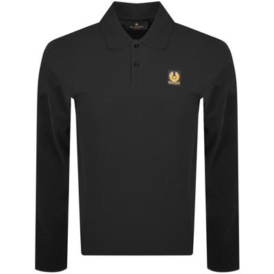 Shop Belstaff Logo Long Sleeve Polo T Shirt Black