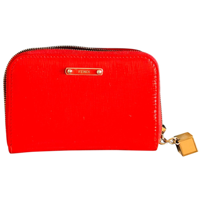 Pre-owned Fendi Patent Leather Wallet In Orange