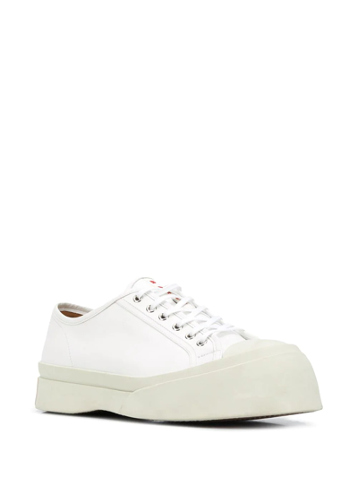 Shop Marni Pablo Leather Flatform Sneakers In White