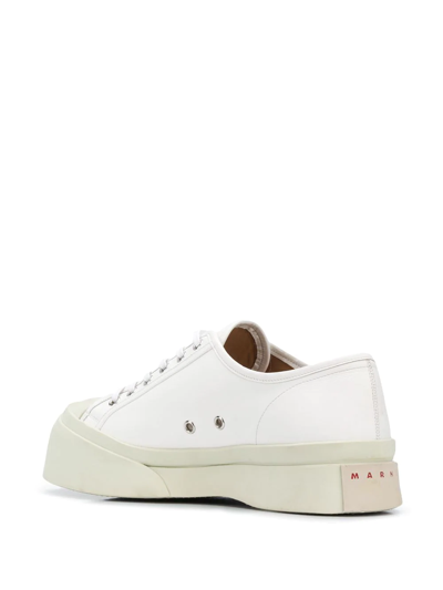 Shop Marni Pablo Leather Flatform Sneakers In White