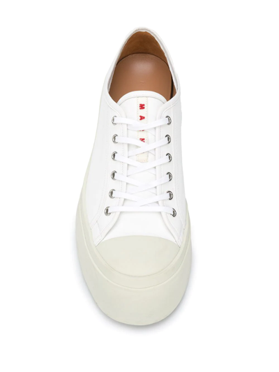 Shop Marni Pablo Leather Flatform Sneakers In White