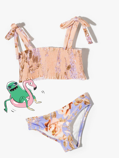 Shop Zimmermann Rosa Floral-print Bikini Set In Neutrals