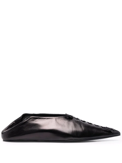 Shop Jil Sander Ballerina Knot-detail Flats In Black