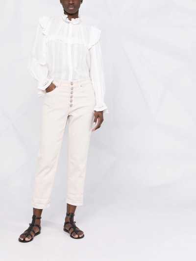 Dondup Koons Cropped Button-fly Trousers In Neutrals