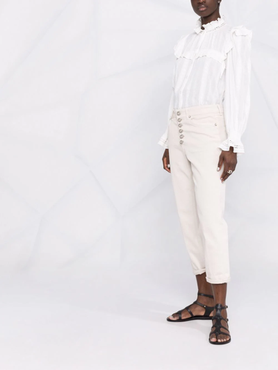 Dondup Koons Cropped Button-fly Trousers In Neutrals
