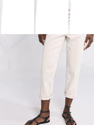Dondup Koons Cropped Button-fly Trousers In Neutrals