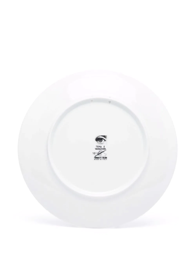 Fornasetti Graphic Porcelain Plate In Black