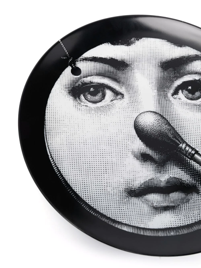 Shop Fornasetti Graphic Porcelain Plate In Black