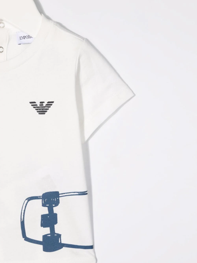 Shop Emporio Armani Logo Skateboard T-shirt In White