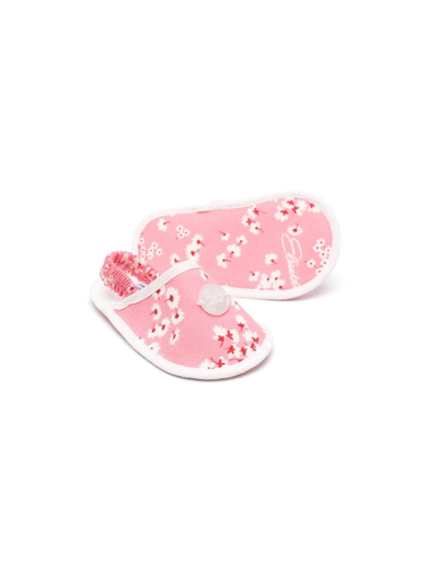Shop Elisabetta Franchi La Mia Bambina Floral Slingback Slippers In Pink