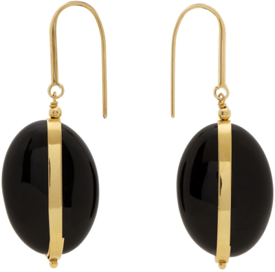 Shop Isabel Marant Black & Gold Stones Drop Earrings In 01bk Black