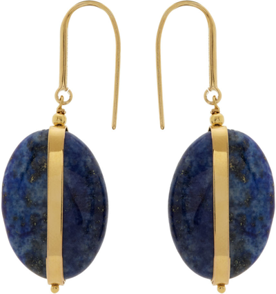 Shop Isabel Marant Navy & Gold Stones Drop Earrings In 30na Navy