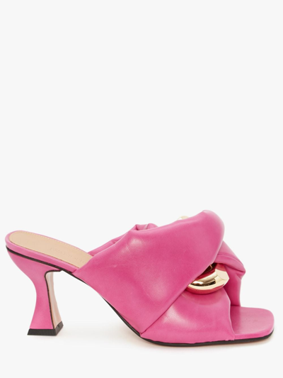 Shop Jw Anderson Chain Twist Leather Mules In Pink