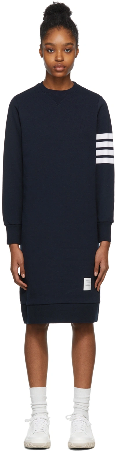 Shop Thom Browne Navy Sweater Dress In Navy - 415