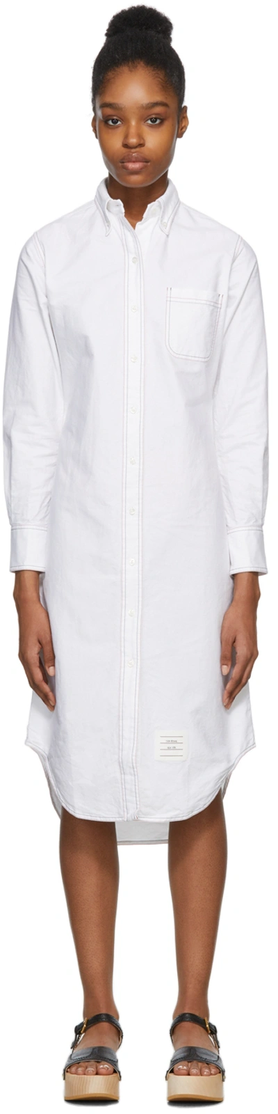 Shop Thom Browne White Shirt Dress In White 100