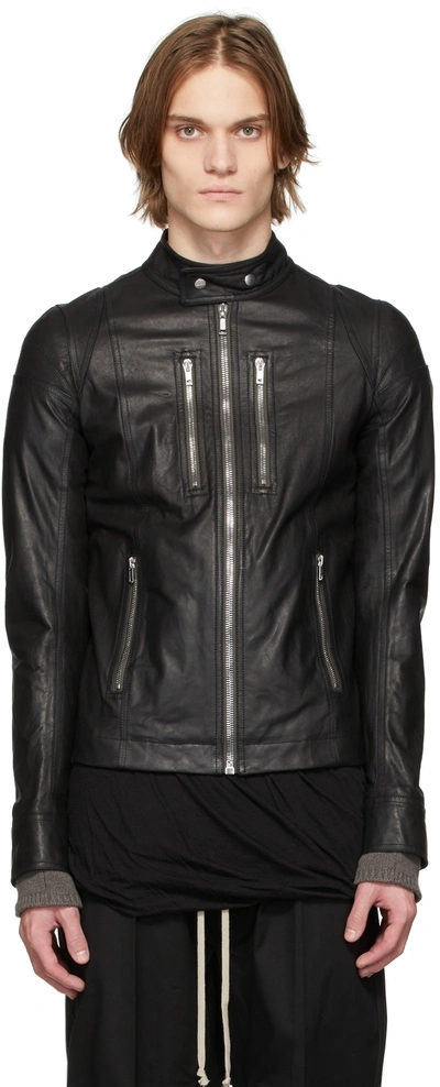 Shop Rick Owens Black Leather Ies Jacket In 09 Black