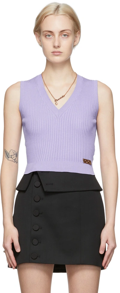 Shop Versace Purple Cropped Logo Sweater In 1l720 Lillac