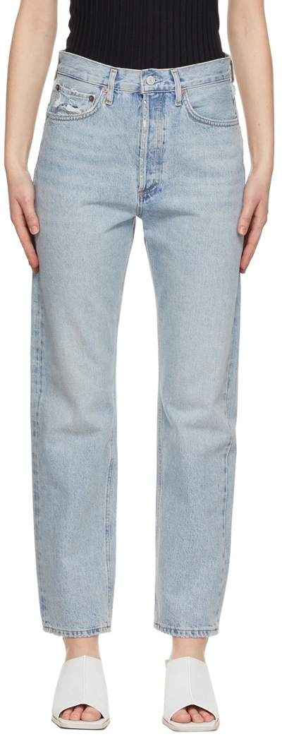 Shop Agolde Blue 90's Mid-rise Loose Fit Jeans In Snapshot