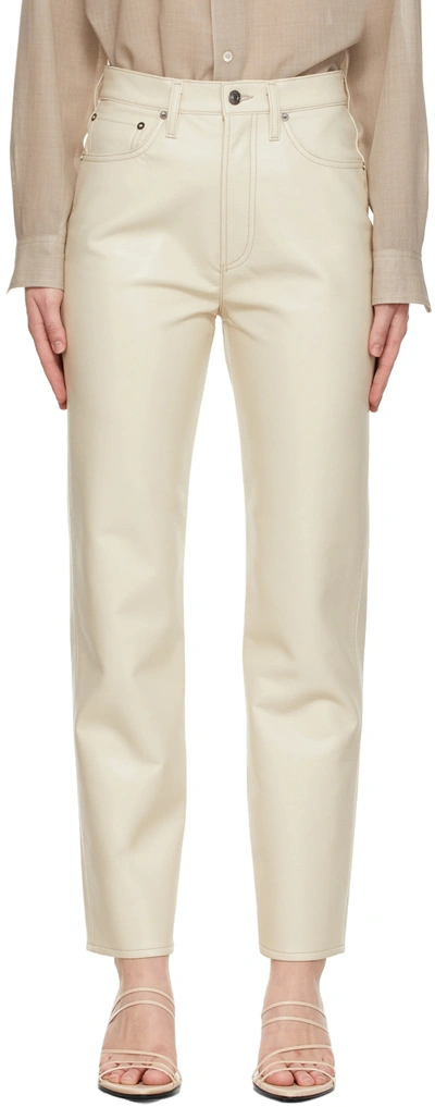 Shop Agolde Beige Recycled Leather 90's Pinch Waist Pants In Powder