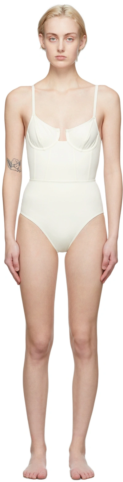 Shop Solid & Striped Off-white 'the Veronica' One-piece Swimsuit In 1022 Cream