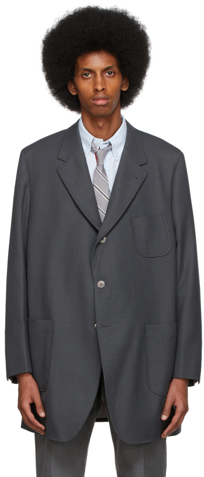 Shop Thom Browne Grey Oversized Sack Blazer In 025 Med Gre