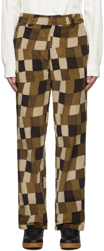 Shop Stussy Brown Wobbly Check Trousers