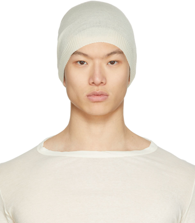 Shop Rick Owens Off-white Medium Wool Beanie In 21 Natural