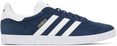 Shop Adidas Originals Navy & White Gazelle Sneakers In Collegiate Navy/whit