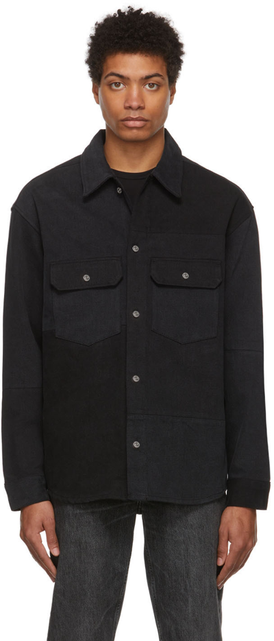 Shop Frame Black Denim Modern Blocking Shirt In Black Washed