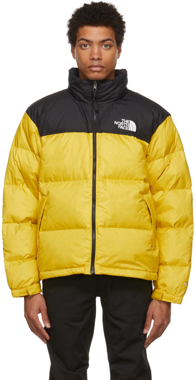 Shop The North Face Black & Yellow Down 1996 Retro Nuptse Jacket In Acid Yellow