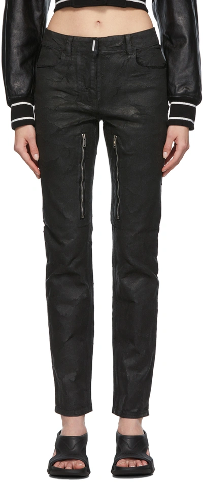 Shop Givenchy Black Zip Jeans In 001 Black