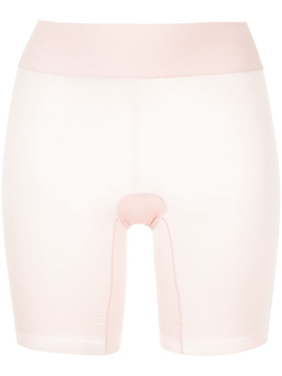 Shop Wolford Semi Transparent Shorts In Pink & Purple