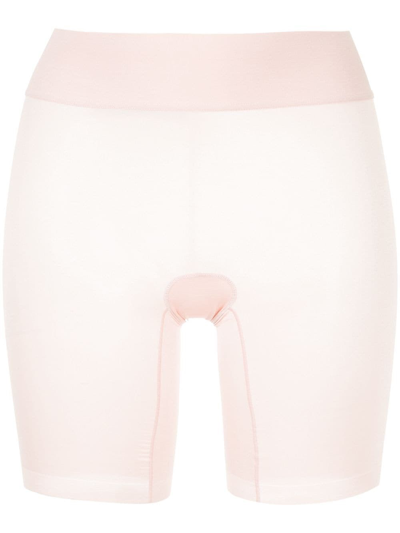 Wolford Cotton Contour Control High Waist Shorts In Rose Tan In Pink & Purple
