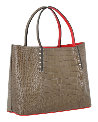 Shop Christian Louboutin Cabarock Large Croc-embossed Tote In Brown