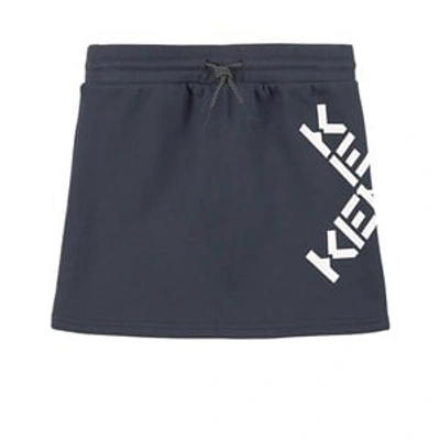 Shop Kenzo Kids Charcoal Logo Skirt In Grey