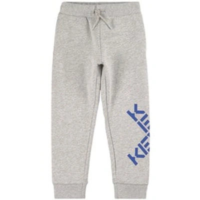 Shop Kenzo Kids Grey Melange Logo Sweatpants