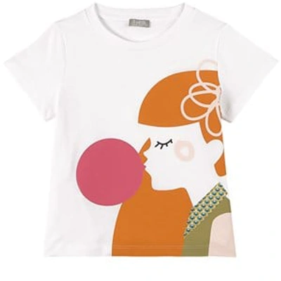 Shop Il Gufo White Girl Print T-shirt