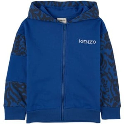 Shop Kenzo Kids Blue Leopard Hoodie