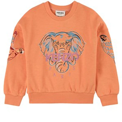 Shop Kenzo Kids Coral Elephant Logo Sweatshirt In Orange
