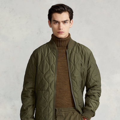 Shop Ralph Lauren Quilted Bomber Jacket In Defender Green