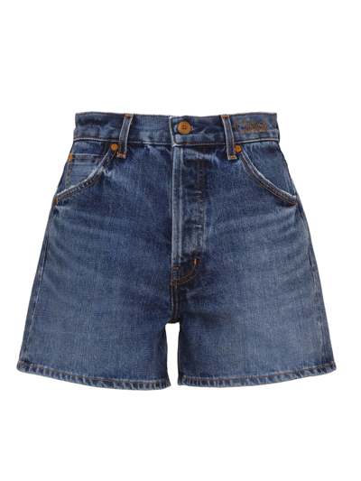 Shop Chloé Shorts In Denim In Blue