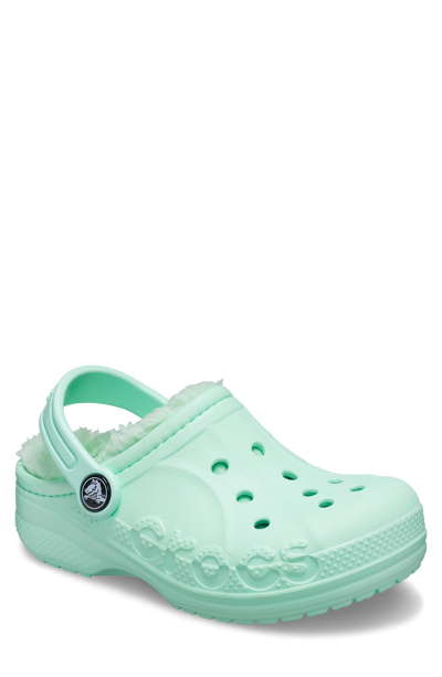 Crocs Kids Baya Faux Fur Lined Clog In Neo Mint ModeSens