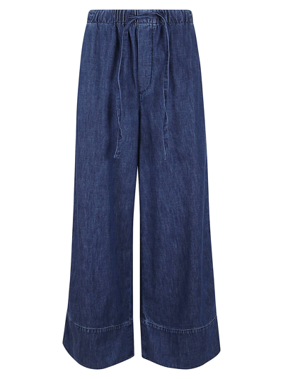 Shop Valentino Drawstring Wide Leg Jeans In Blue