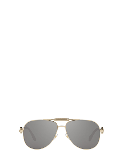 Shop Versace Eyewear Pilot Frame Sunglasses In Grey
