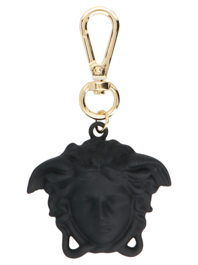 Shop Versace Medusa Head Motif Keyring In Black